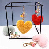 MOQ10 Tassel 8.5*9.5CM love key chain lovely bag Pendant Heart Shape Plush Key Chain Pendant Gift