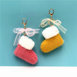MOQ10 Christmas 9*10CM  boots key chain cute bow bag pendant cartoon Plush gift