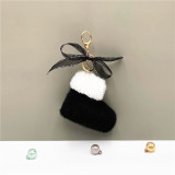 MOQ10 Christmas 9*10CM  boots key chain cute bow bag pendant cartoon Plush gift