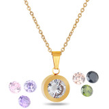 DIY changeable 8 colors zircon Stainless Steel Necklace 45CM
