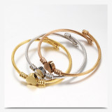 Stainless Steel Wire Bracelet Heart shaped bead bracelet
