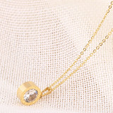 DIY changeable 8 colors zircon Stainless Steel Necklace 45CM