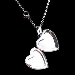 Temperature sensitive mood color changing Necklace love photo box mood color changing Stainless Steel Necklace