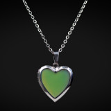 Temperature sensitive mood color changing Necklace love photo box mood color changing Stainless Steel Necklace