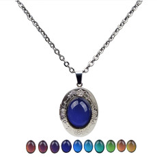 Temperature sensitive mood color changing Necklace photo box mood color changing Stainless Steel Necklace