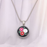 20MM flower metal silver plated snap with enamel  charms snaps jewelry