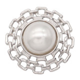 20MM pearl metal silver plated snap charms snaps jewelry