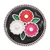 20MM flower metal silver plated snap with enamel  charms snaps jewelry