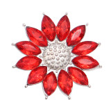 20MM Sunflower metal silver plated snap with rhinestone  charms snaps jewelry