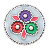 20MM flower metal silver plated snap with enamel  charms snaps jewelry