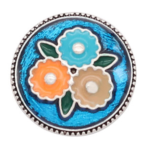 20MM flower metal silver plated snap with enamel  charms snaps jewelry