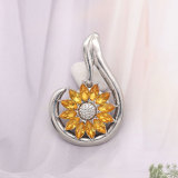 20MM Sunflower metal silver plated snap with rhinestone  charms snaps jewelry