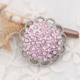 20MM designer metal silver plated snap with rhinestone  charms snaps jewelry