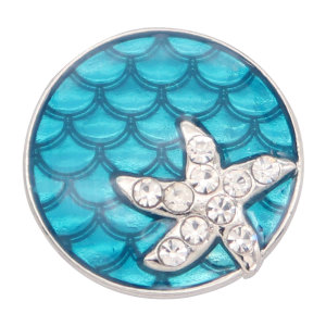 20MM Starfish metal silver plated snap with rhinestone  charms snaps jewelry