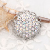 20MM designer metal silver plated snap with rhinestone  charms snaps jewelry