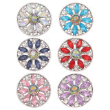 20MM flower metal silver plated snap with rhinestone  charms snaps jewelry
