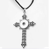 Halloween love Flower Butterfly cross Necklace silver  Adjustable leather rope fit 20MM chunks snaps jewelry