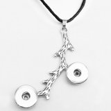 Necklace silver  Adjustable leather rope fit 20MM chunks snaps jewelry