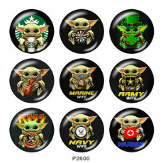 20MM Master Yoda Print glass snaps buttons