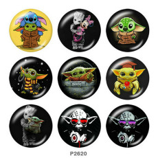 20MM Master Yoda Print glass snaps buttons