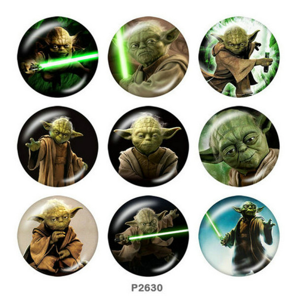 20MM Master Yoda Print glass snaps buttons