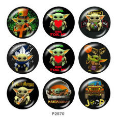 20MM Master Yoda Print glass snaps buttons