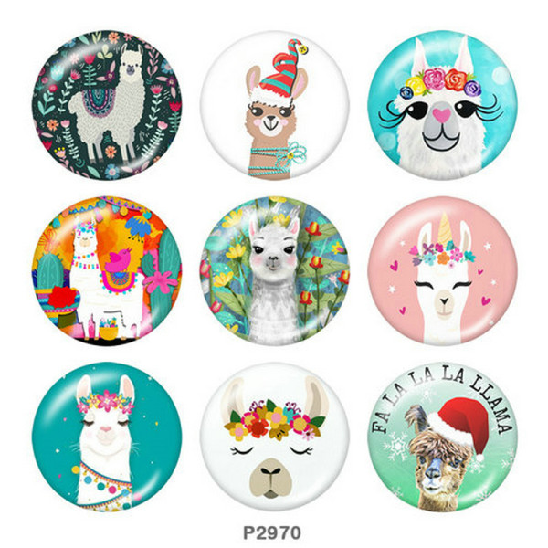 20MM Alpaca Print glass snaps buttons