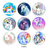 20MM unicorn Print glass snaps buttons