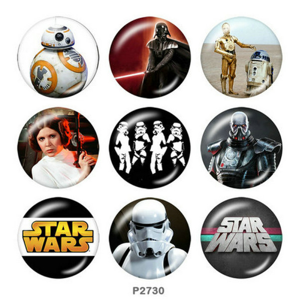 20MM Star Wars Print glass snaps buttons