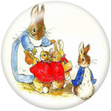 20MM rabbit Print glass snaps buttons