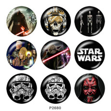 20MM Star Wars Print glass snaps buttons