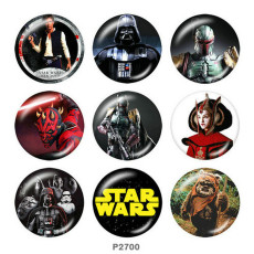 20MM Star Wars Print glass snaps buttons