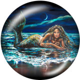 20MM  mermaid Print glass snaps buttons