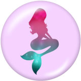 20MM  mermaid Print glass snaps buttons