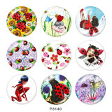 20MM Ladybug Print glass snaps buttons