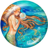 20MM  mermaid Print glass snaps buttons