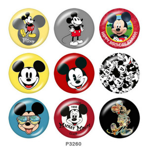 20MM Mickey Print glass snaps buttons