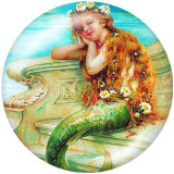 20MM  mermaid Print glass snaps buttons