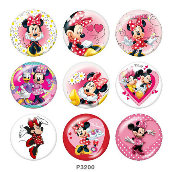 20MM Mickey Print glass snaps buttons