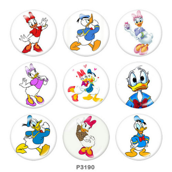 20MM Donald Duck Print glass snaps buttons