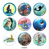 20MM  mermaid Print glass snaps buttons