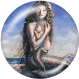 20MM  mermaid Print glass snaps buttons