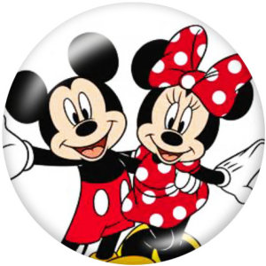 20MM  Mickey Print glass snaps buttons