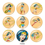 20MM Wonder woman Print glass snaps buttons