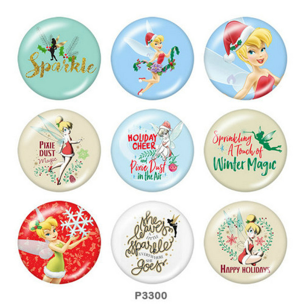 20MM Elves Print glass snaps buttons