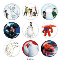 20MM Big Hero 6 Print glass snaps buttons