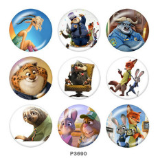 20MM Zootopia Print glass snaps buttons