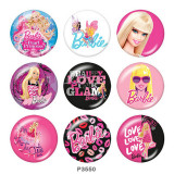 20MM Barbie doll Print glass snaps buttons girls