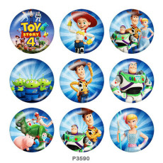 20MM Toy Story Mania Print glass snaps buttons