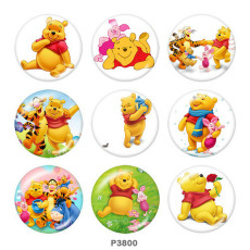 20MM Winnie the Pooh Print glass snaps buttons